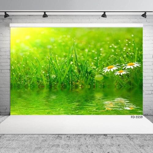 Grass Flower Water Bokeh Photo Backdrop Vinyl Cloth Background Studio for Portrait Children Baby Photobooth Photography Props