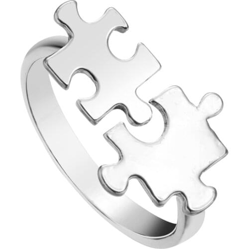 Cxwind Unique Toy Brick Jigsaw Puzzle Ring Open Adjustable Encircle Jewelry Rings for Women Finger Cute Gift anillos mujer