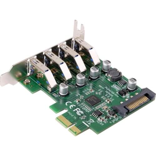 USB 3.0 HUB PCI Express to Low Profile 4 Ports PCI-E Expansion Card Adapter 5Gbps for Motherboard with bracket