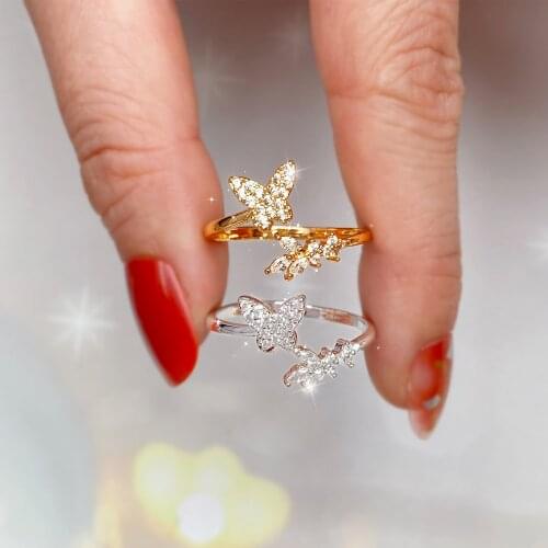 Vintage Bohemian Ring Heart Butterfly Gold Color Rings Crystal Geometric Knuckle Midi Rings for Women Jewelry Gifts 2021