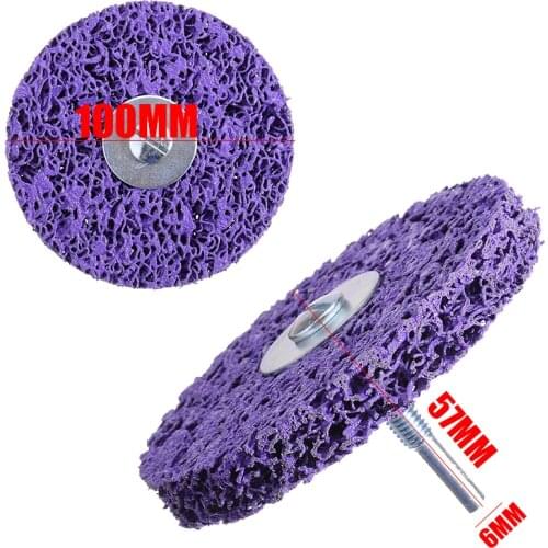 1Pcs 100mm Purple Cleaning Disc Polishing Wheel with Mandrel For Paint Rust Removal Auto Surface Abrasive Tools