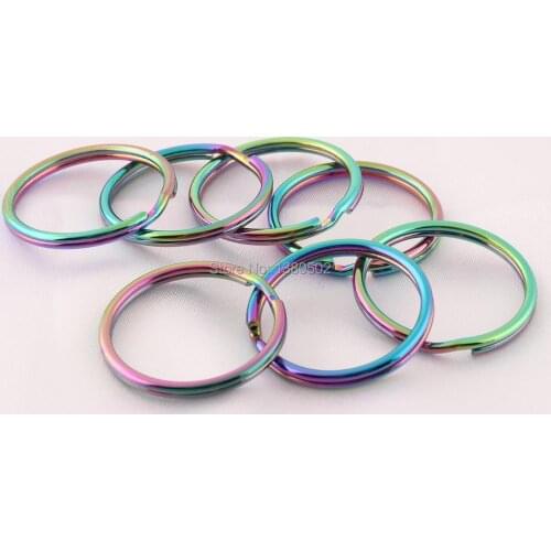 10pcs 25mm Rainbow Color round metal key ring key chain Bag buckles for bag diy handmade accessories