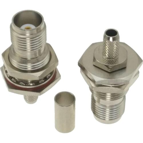 10pcs Connector TNC female jack nut bulkhead crimp RG58 RG142 LMR195 RG400 Cable RF Coaxial
