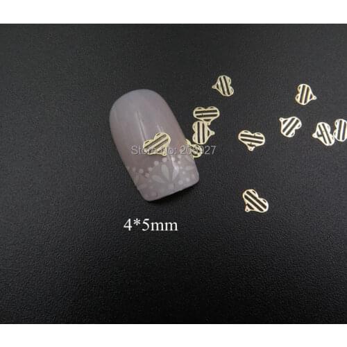 MS345-2 100pcs Gold Cute Heart Metal Sticker Nail Art Metal Sticker Nail Art Decoration Non-adhesive Sticker