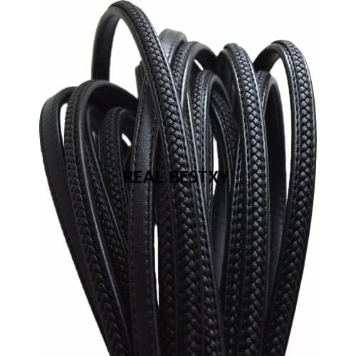 5m/lot approx 8*5mm Flat Leather Cord String Rope DIY Necklace Bracelet Making braided black wide leather strands for jewelry