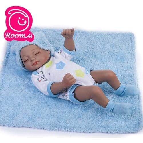 25CM Full Body Black Silicone Reborn Baby Dolls Alive Lifelike Open Eyes Dolls Realistic Bebe Reborn Babies Boy Toys for Kids