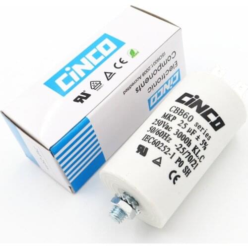 25MFD 250VAC CBB60 Motor Run Capacitors Polypropylene Film Ac 250V 220V Water Pump electrical Capasitor engine 25uf 25mf
