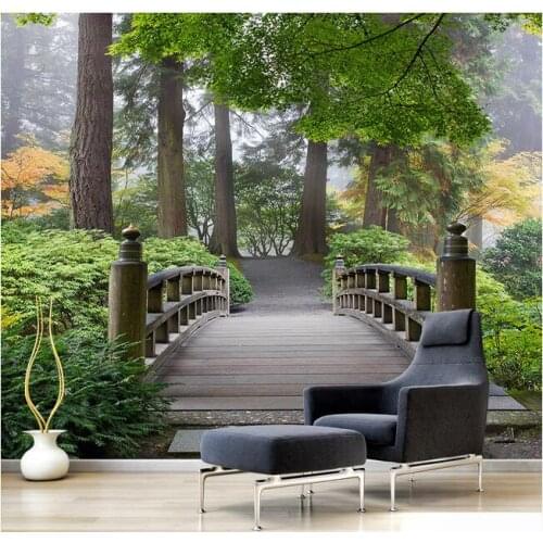 3d wallpaper custom mural Bridge forest 3 d landscape paintings background wall living room decor photo wallpaper for walls 3 d
