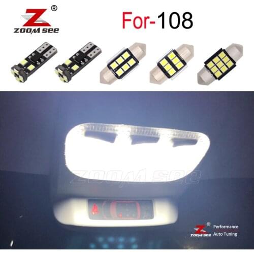 5pcs Canbus white blue LED Interior light indoor bulb Kit For Peugeot 108