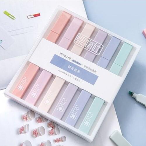 6pcs Korean Soft Tip Highlighter Kawaii Light Color Marker Pen DIY Photo Album Journal Fluorescent Pen Students School Supplies
