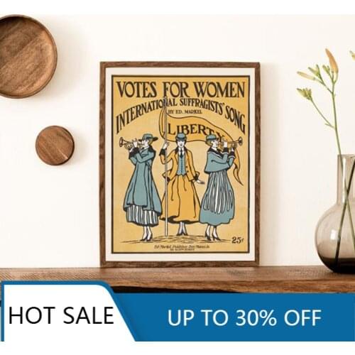 Feminist Sheet Music Booklet Wall Art Canvas Painting Posters Prints Votes For Women Vintage Woman Gift Girls Home Decoration