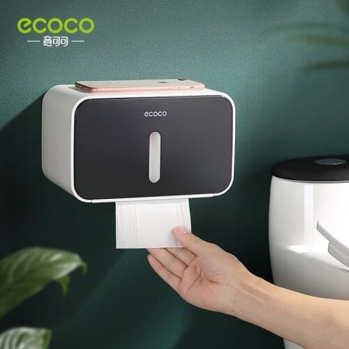Ecoco Toilet Roll Holder, Toilet Paper Box Waterproof, Tissue Box Wall Mounted, Paper Roll Holder for Hotel and Home