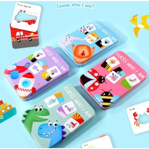 Kids Learning Puzzle Cards Animal/Traffic/Fruit Match Jigsaw Wooden Educational Toys For Children Kids Preschool Montessori Toys