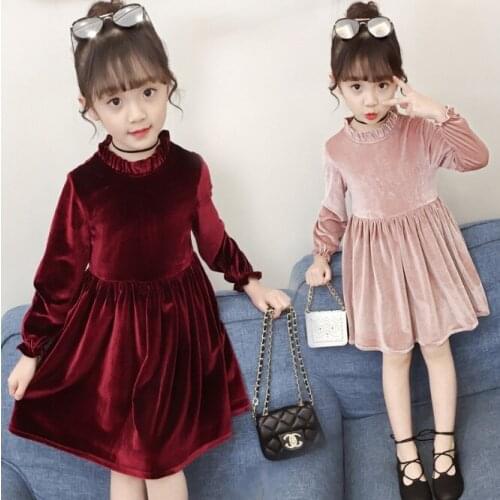 Kids winter dresses for girls 2018 autumn school child clothes 3-12 yrs teenage girl velvet evening Christmas party gown