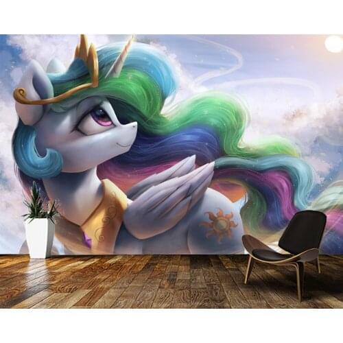 Custom papel de parede infantil,Little Pony Unicorns Cartoons for living room sofa TV wall bedroom background decorative paper