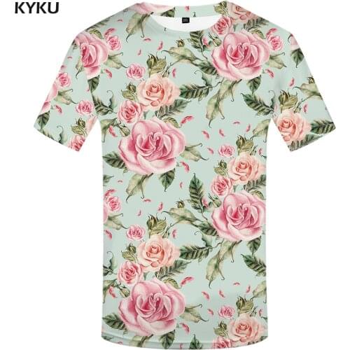 KYKU Brand flower T shirt Pink T-shirts Sexy Tshirt rock t shirt men 3d t-shirt flower styles mens male shirt floral hip hop
