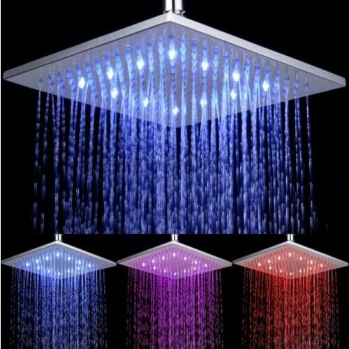 Hot Sale 8 Inch Square 3/7 Colors Changing LED Shower Head Bathroom Rainfall Shower Heads Waterfall Shower Head Bathroom Faucet