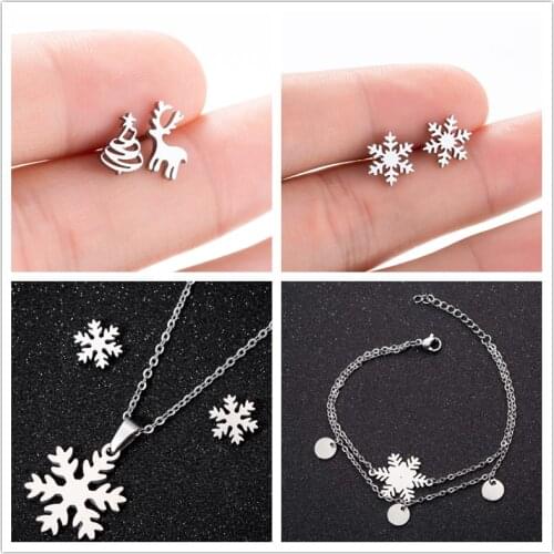 Hot Sale Christmas series Snowflake necklace Jewelry Classic Lucky Deer& necklace for Women New Year jewelry Gift