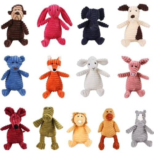 Dog Toy Durable Chew Squeak Toys French Molar Venting Training Corduroy Monkey Pig Crocodile Elephant Rabbit Sound Plush Toys