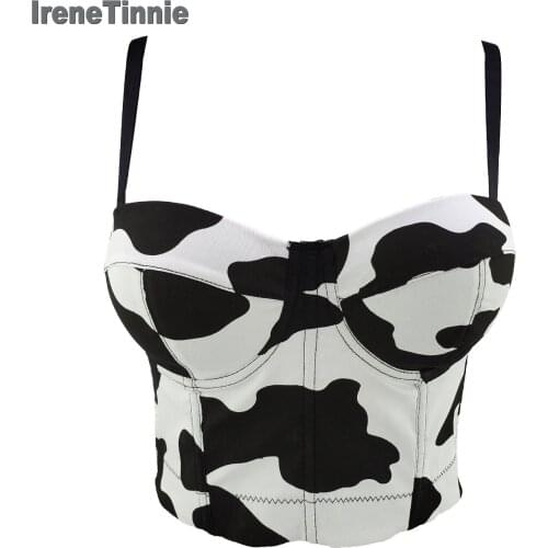 Irene Tinnie New Women Sexy Camisole Top Printing Stretch Crop Top Bustier Bra Night Club Party Tank Tops For Female