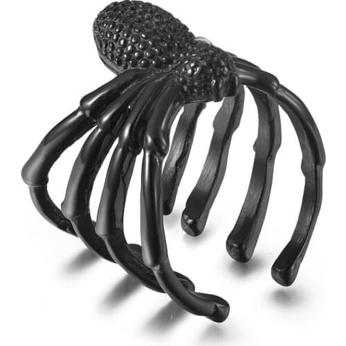 Vintage Punk Spider Ring Open Adjustable Gothic Titanium Steel Insect Ring For Men Cool Mystery Charm Finger Jewelry