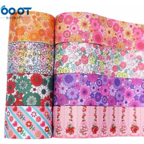 Spring Flowers Thermal Transfer Printed Grosgrain Ribbons,M-21723-1149 38mm 10Yards Bow Cap DIY Party Gift Packaging Materials