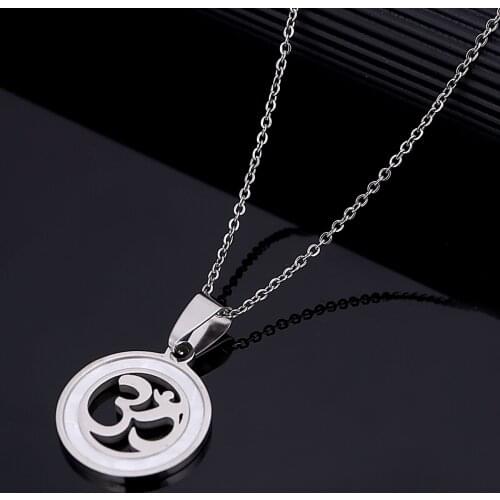 Round Yoga Necklace Pendant For Women Indian Hindoo OHM Hindu Buddhist AUM OM India Religion Jewelry