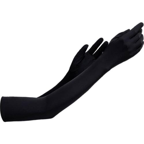 Summer Long Ice Silk Lace Non Slip Touch Screen Viscose Driving Mitten Women Outdoor Sport UV Sunscreen Sun Cycling Glove F6