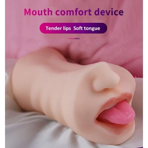 Masturbation Dual Open Mouth Teeth Realistic Silicone Real Pussy Sex Deep Male Masturbator Sex Toys for Men Oral