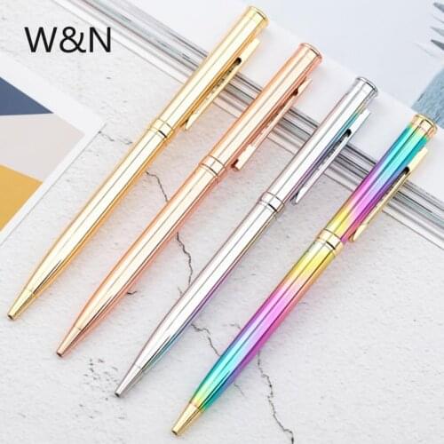 Cute Kawaii Colorful Rainbow Rose Gold Metal Ballpoint Pen Luxury Pen for School Office Writing Supplies Student Stationery Gift