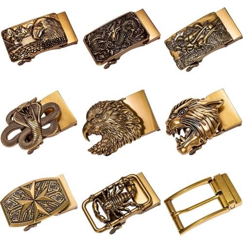 2020 New Designer Mens Belt Buckles Luxury Vintage Golden Brass Buckles With Snake Eagle Dragon Replace Buckle with Designer
