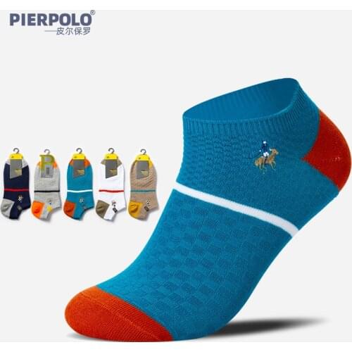 Spring New Pier Polo Brand Business Casual Mens Cotton Socks Breathable Embroidery Gift Boat Sock Male Wholesale 5 Pairs/Lot