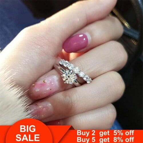 Solitaire Bridal ring sets Real 925 Sterling silver AAAAA cz Engagement Wedding Rings for women Bridal Statement Party Jewelry
