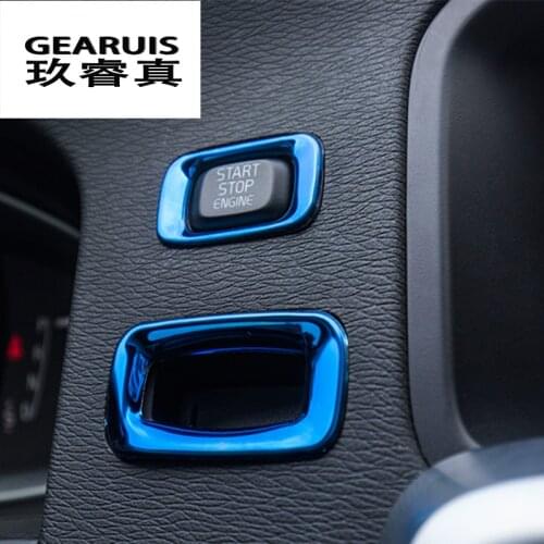 Car styling ENGINE START STOP switch button Keyhole Decorative Stickers Covers For Volvo V60 S60 Interior auto Accessories