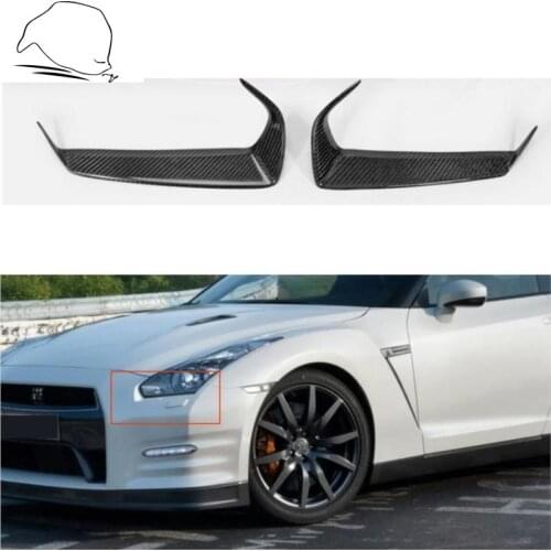 For Nissan GTR R35 OEM Dry Carbon Fiber Front Head Light Lamp Eyebrow Frame Cover Retrofit Tuning Car Accessories 2009 2010 2011