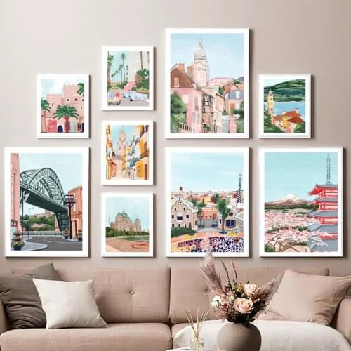 Barcelona Paris Morocco Berlin New York Wall Art Canvas Painting Nordic Posters And Prints Wall Pictures For Living Room Decor