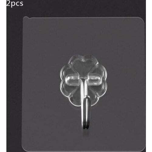 2/4/6Pcs Wall Hooks Waterproof Oilproof Self Adhesive Transparent Reusable Seamless Hanging Hook for Kitchen Bathroom Office