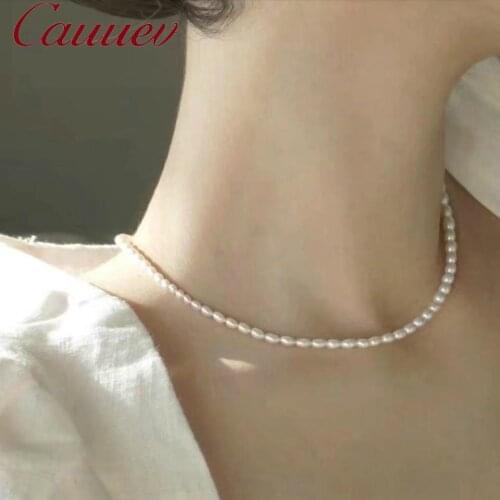 Real MiNi Natural Freshwater Pearl Necklace 925 Sterling Silver Jewelry for Kid Children Girl Lovely Gift for The New Year