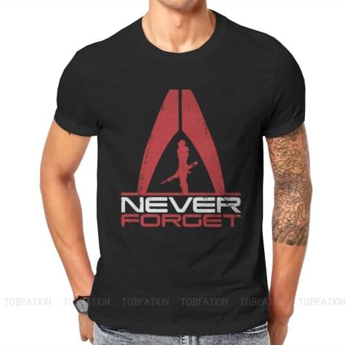 Never Forget Shep Unique TShirt Mass Effect Commander Shepard Asari Game Top Quality Creative Gift Clothes T Shirt Short Sleeve