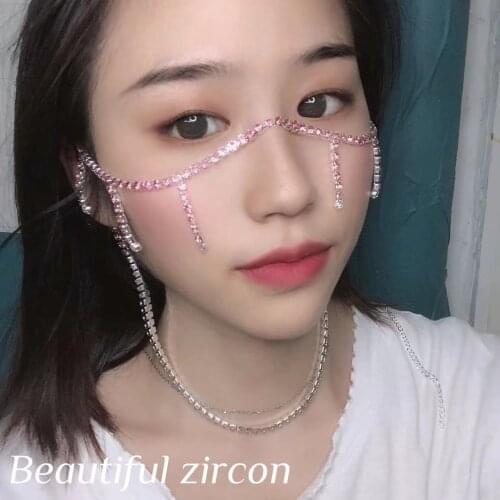 New sexy fashion Rhinestone pendant womens tassel cover chain necklace adjustable crystal masquerade ball eye chain accessories