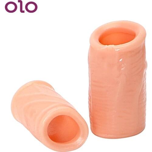 OLO Foreskin Corrected Penis Sleeves Delay Ejaculation Penis Ring Cock Rings Time Lasting Adult Sex Toys For Men 2 Pieces