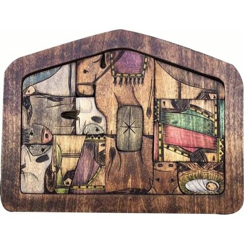 Nativity Puzzle with Wood Burned Design Wooden Jesus Puzzles Jigsaw Puzzle Game for Adults and Kids Home Decoration Accessories