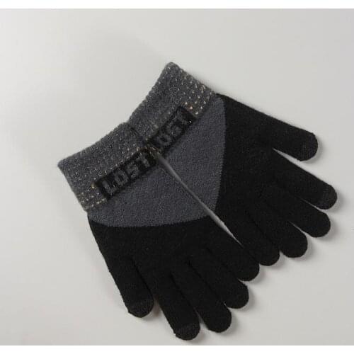 Gloves Thicken and Warm Winter Fluff Knitted Wool Touch Screen Gloves Outdoor Sports Riding Student Game Male Gloves