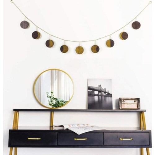 Bohemian Star Sun Moon Phase Pendant Wall-mounted Exquisite Chains for Background Living Room Bedroom Kids Room Decoration