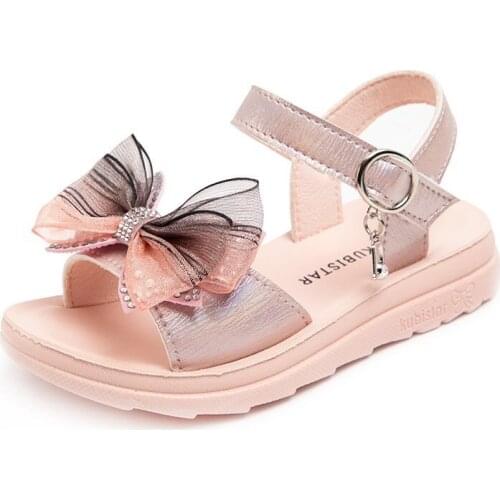 Sandals Girl Princess Bow Shape 2021 Summer Fashion Beach Open-toed Student Shoes For Kids Childrens Sandalias Cute Style