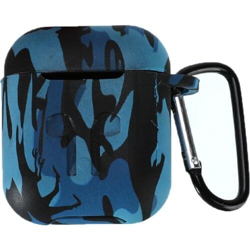 For Airpods Silicone Skin Case Camouflage Earphone Case Shockproof Protector Cover With Carabiner For Apple Airpods Accessories