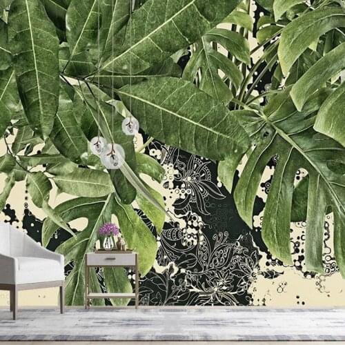 Nordic Tropical Plant Leaves Bedroom Wallpaper Designs Custom Abstract Ink Line Mural Background Home Interior Decoration Photo