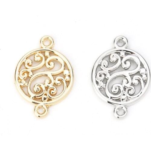 20PCs Fashion Zinc Based Alloy Connectors For Earrings Necklace Making Round Silver Color Gold Color DIY Findings