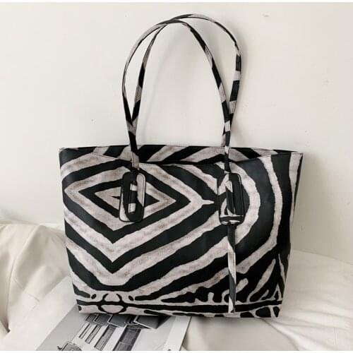 Fashion Leather Handbags for Women Retro Leopard Zebra Animal Print Handbags Lady Large Capacity Tote Shoulder Shopping Bags