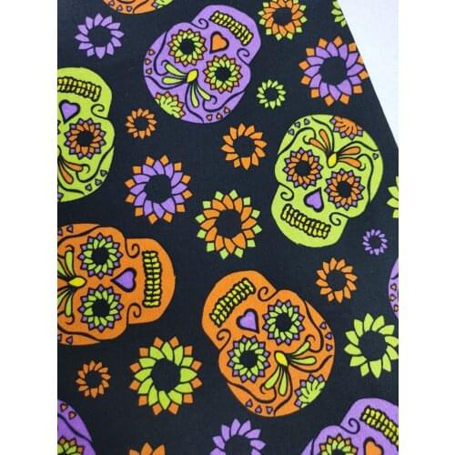 105cm X 50cm Flower Orange Purple Green Skull Printed Tissus Fabrics Cotton Fabric Patchwork Quilting Sewing Material DIY Home
